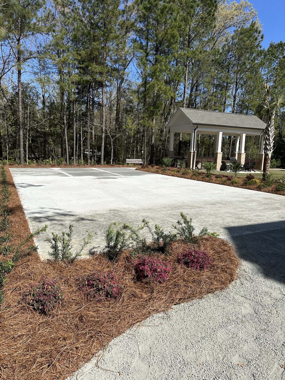 Concrete court base preparation